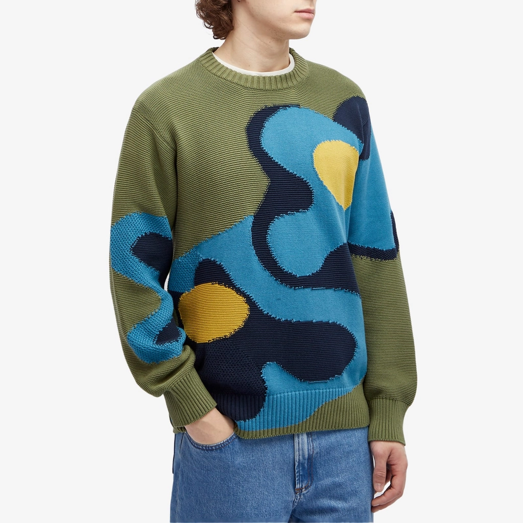Paul Smith Men's Flower Itarsia Knit Sweater Green